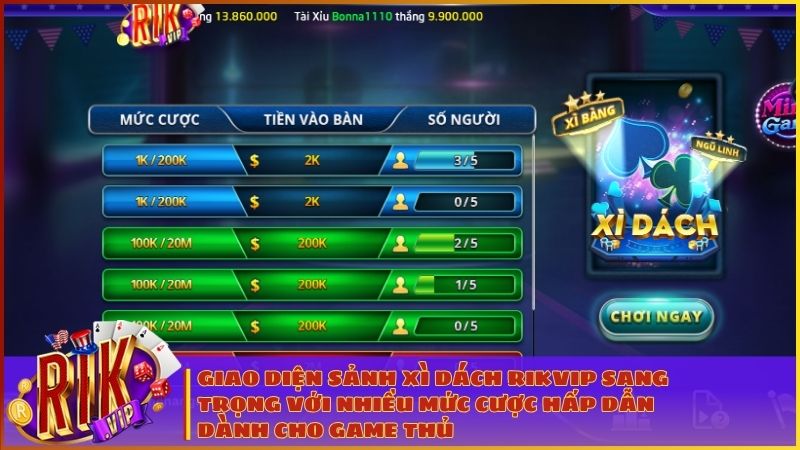 Xì Dách RIKVIP: Luật Chơi Chi Tiết, Tỷ Lệ Thưởng Và Bí Kíp Chinh Phục Mọi Bàn Cược 1 Khám phá không gian sòng bài đẳng cấp với đồ họa Xì Dách RIKVIP vô cùng sống động
