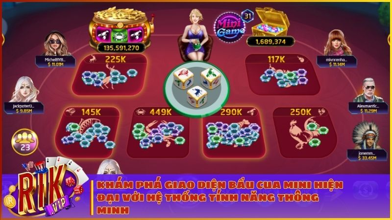 Bầu Cua Mini RIKVIP: Bí Kíp Chơi Game Dân Gian, Săn Siêu Hũ Trăm Triệu 1 Giao diện Bầu Cua Mini RIKVIP hiện đại với đồ họa 3D vô cùng sắc nét