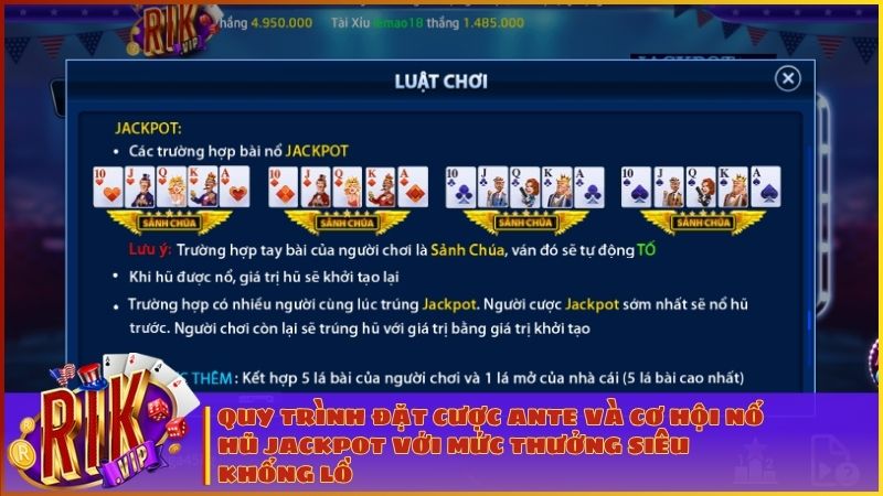 Stud Poker RIKVIP: Luật Chơi Chi Tiết, Tỷ Lệ x1000 & Bí Kíp Săn Jackpot 2 Quy trình đặt cược Ante và cơ hội nổ hũ Jackpot với mức thưởng siêu khổng lồ